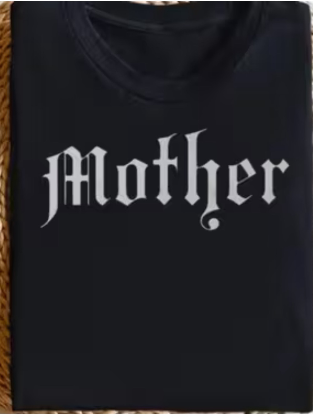 Gothic Mother Graphic Tee - Black with White Old English Print